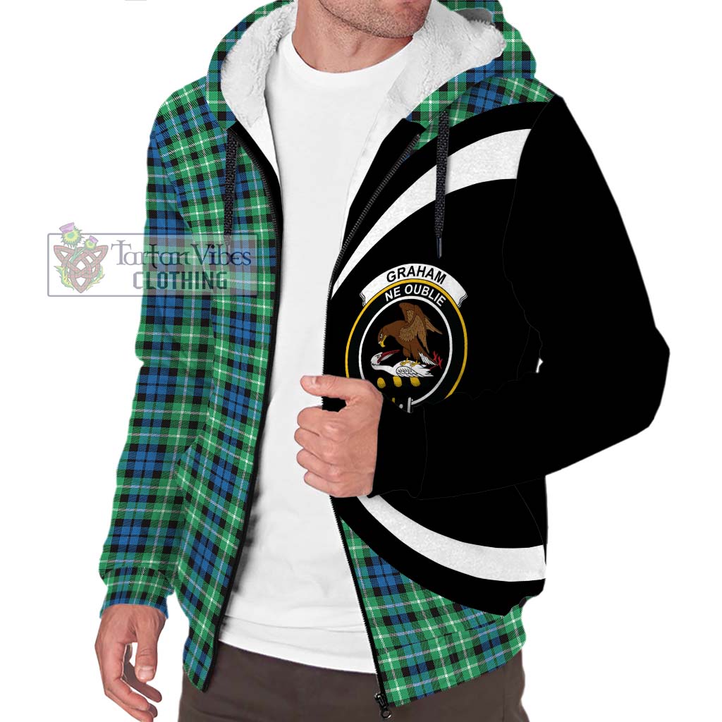 Graham Tartan Sherpa Hoodie with Family Crest Circle Style Unisex S - Tartan Vibes Clothing