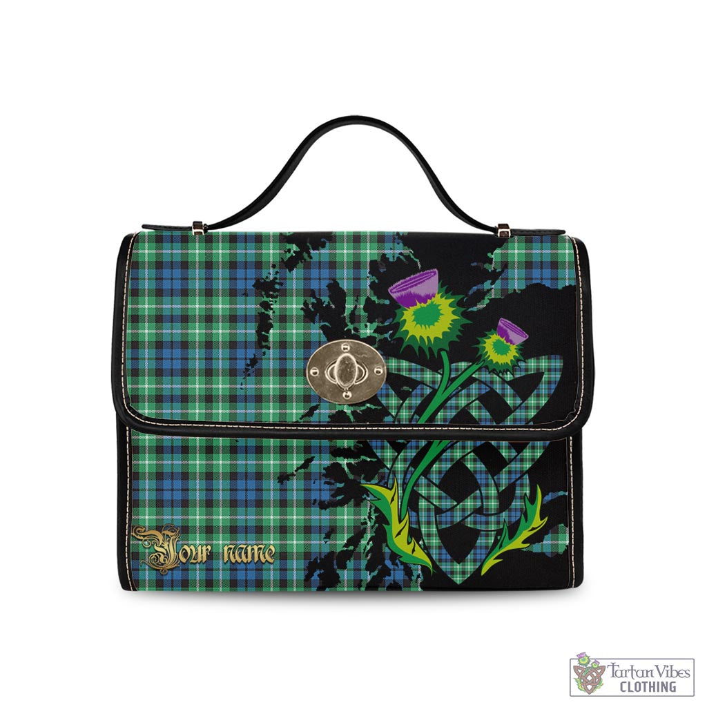 Tartan Vibes Clothing Graham of Montrose Ancient Tartan Waterproof Canvas Bag with Scotland Map and Thistle Celtic Accents