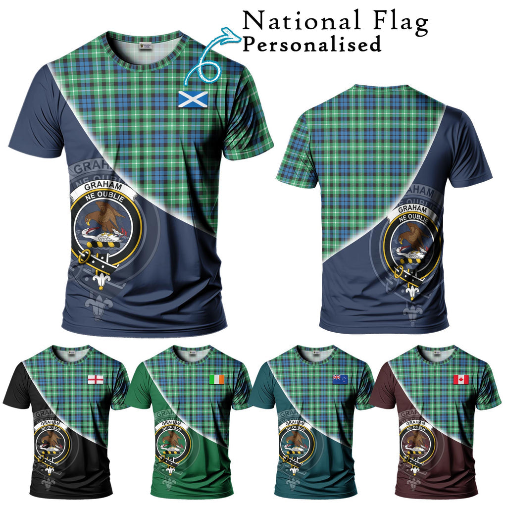 Graham Tartan T-Shirt with Personalised National Flag and Family Crest Half Style Kid's Shirt - Tartanvibesclothing Shop