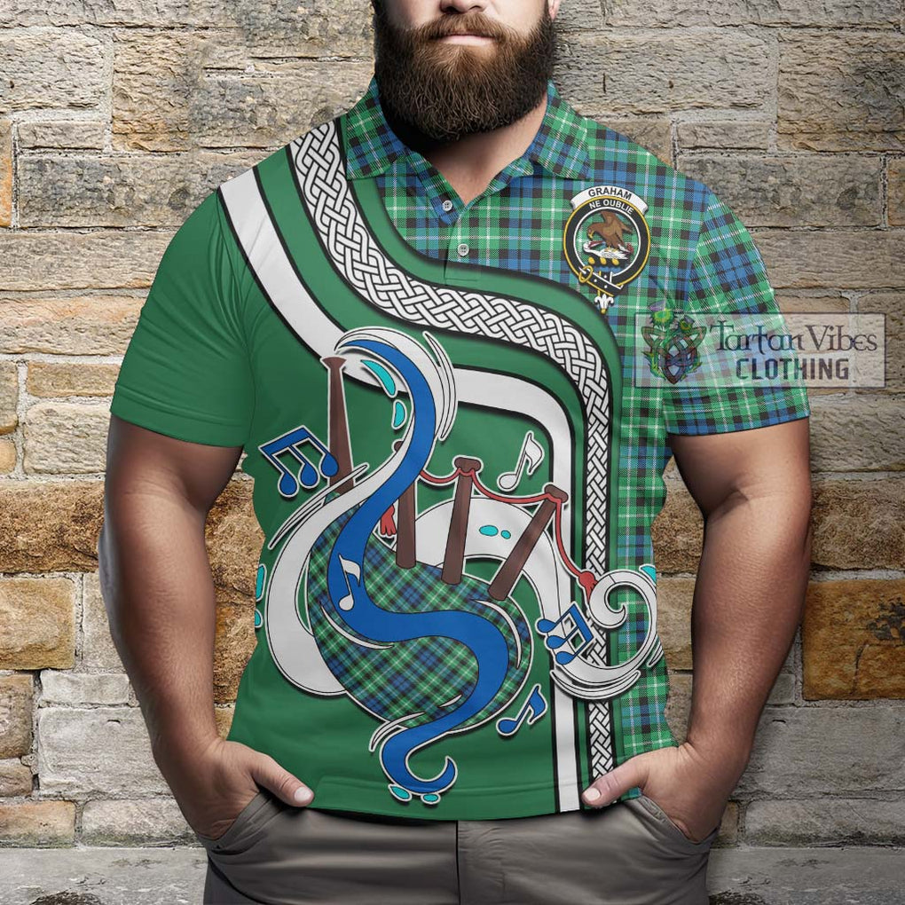 Tartan Vibes Clothing Graham of Montrose Ancient Tartan Polo Shirt with Epic Bagpipe Style