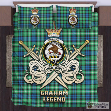 Graham Tartan Bedding Set with Clan Crest and the Golden Sword of Courageous Legacy