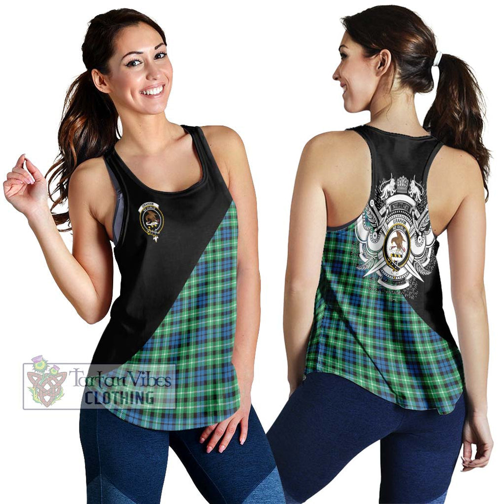 Graham Tartan Women's Racerback Tanks with Family Crest and Military Logo Style 4XL - Tartanvibesclothing Shop