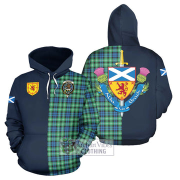 Graham Tartan Hoodie with Scottish Lion Royal Arm Half Style