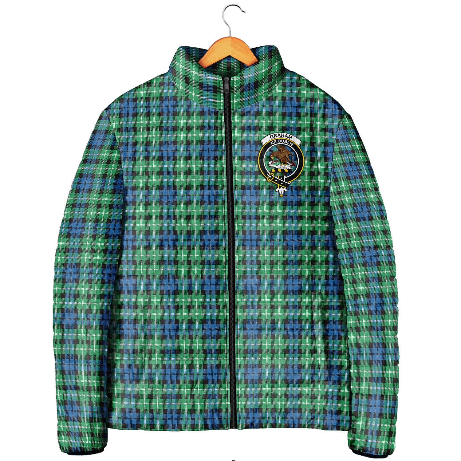 Graham Tartan Padded Jacket with Family Crest Men's Padded Jacket - Tartan Vibes Clothing