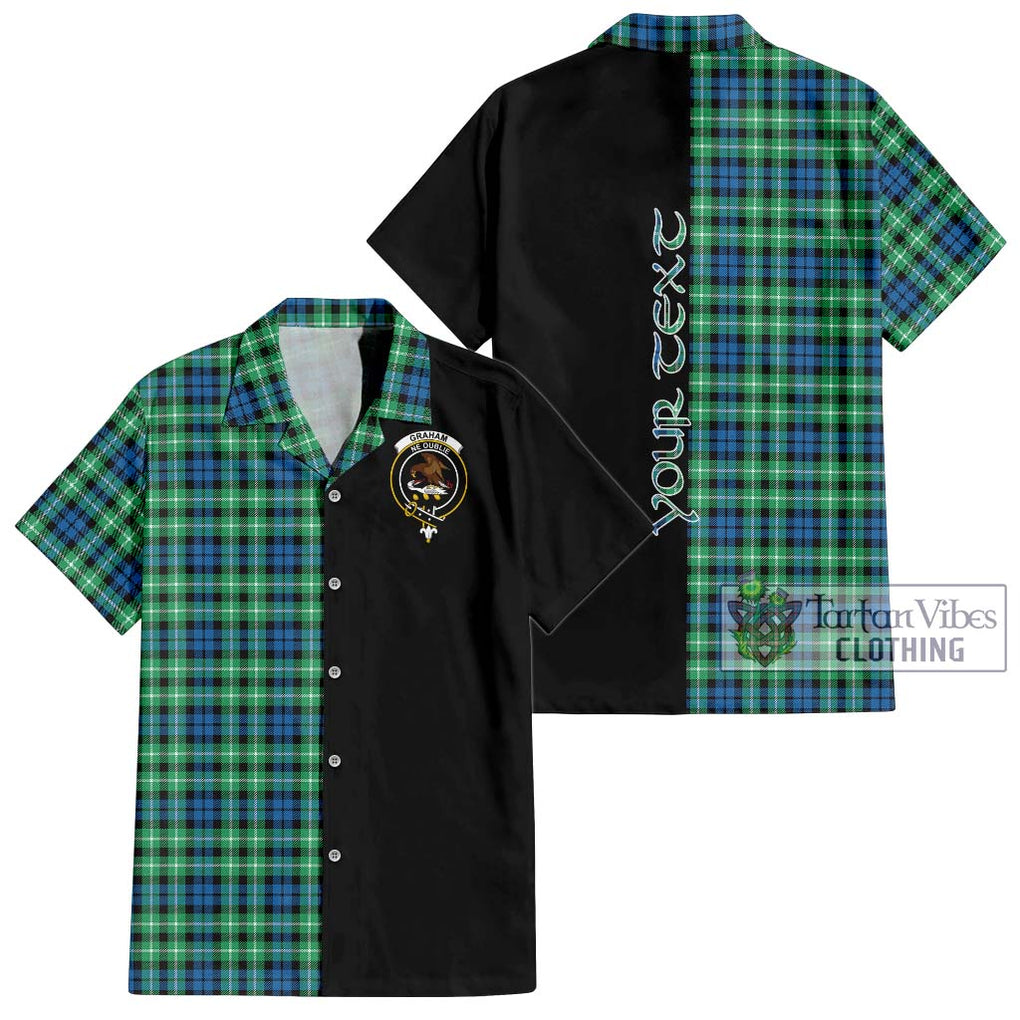 Graham Tartan Short Sleeve Button Shirt with Family Crest and Half Of Me Style Kid - Tartanvibesclothing Shop