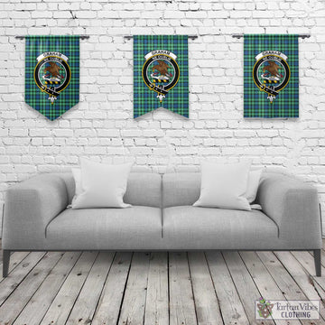 Graham Tartan Gonfalon, Tartan Banner with Family Crest