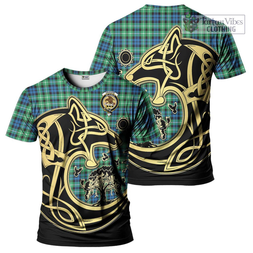 Graham Tartan T-Shirt with Family Crest Celtic Wolf Style Kid's Shirt - Tartan Vibes Clothing