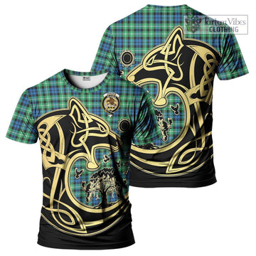 Graham Tartan T-Shirt with Family Crest Celtic Wolf Style