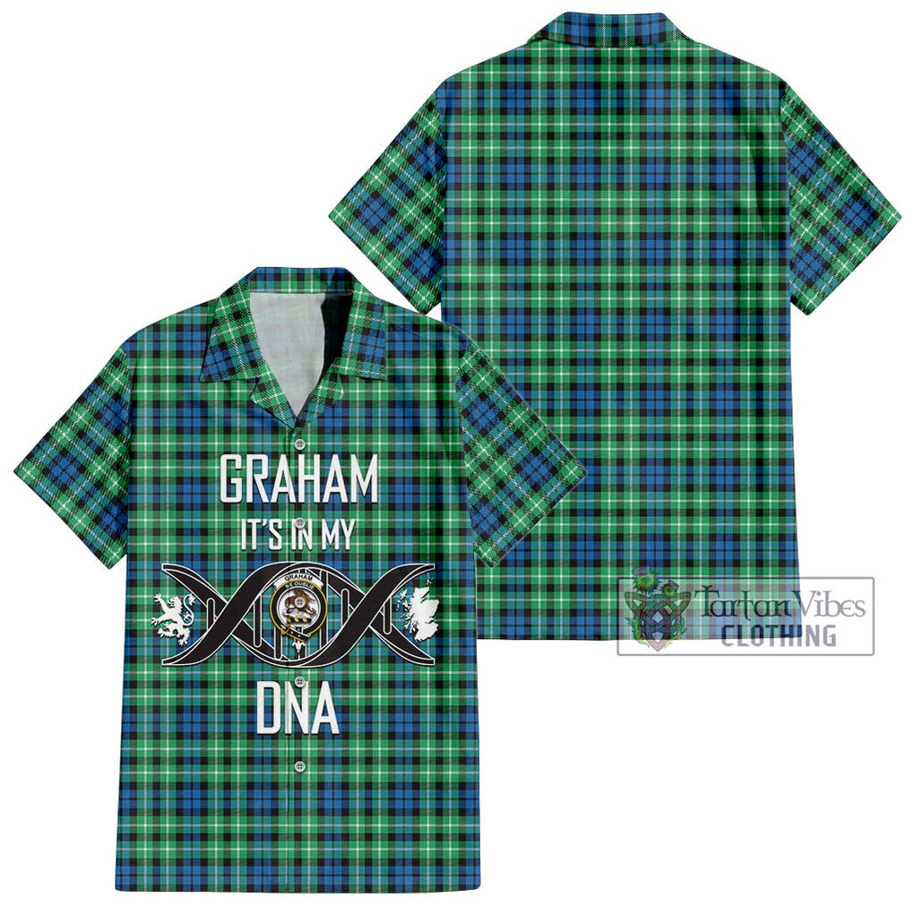 Graham Tartan Short Sleeve Button Shirt with Family Crest DNA In Me Style Kid - Tartanvibesclothing Shop