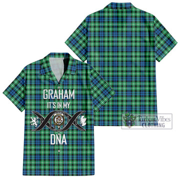 Graham Tartan Short Sleeve Button Shirt with Family Crest DNA In Me Style