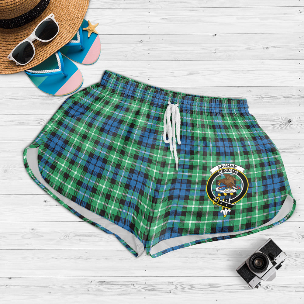 graham-of-montrose-ancient-tartan-womens-shorts-with-family-crest