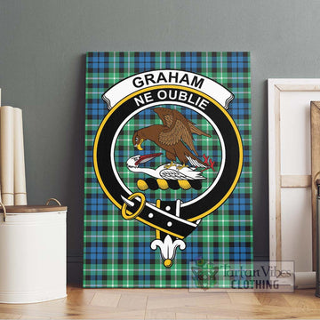 Graham Tartan Canvas Print Wall Art with Family Crest