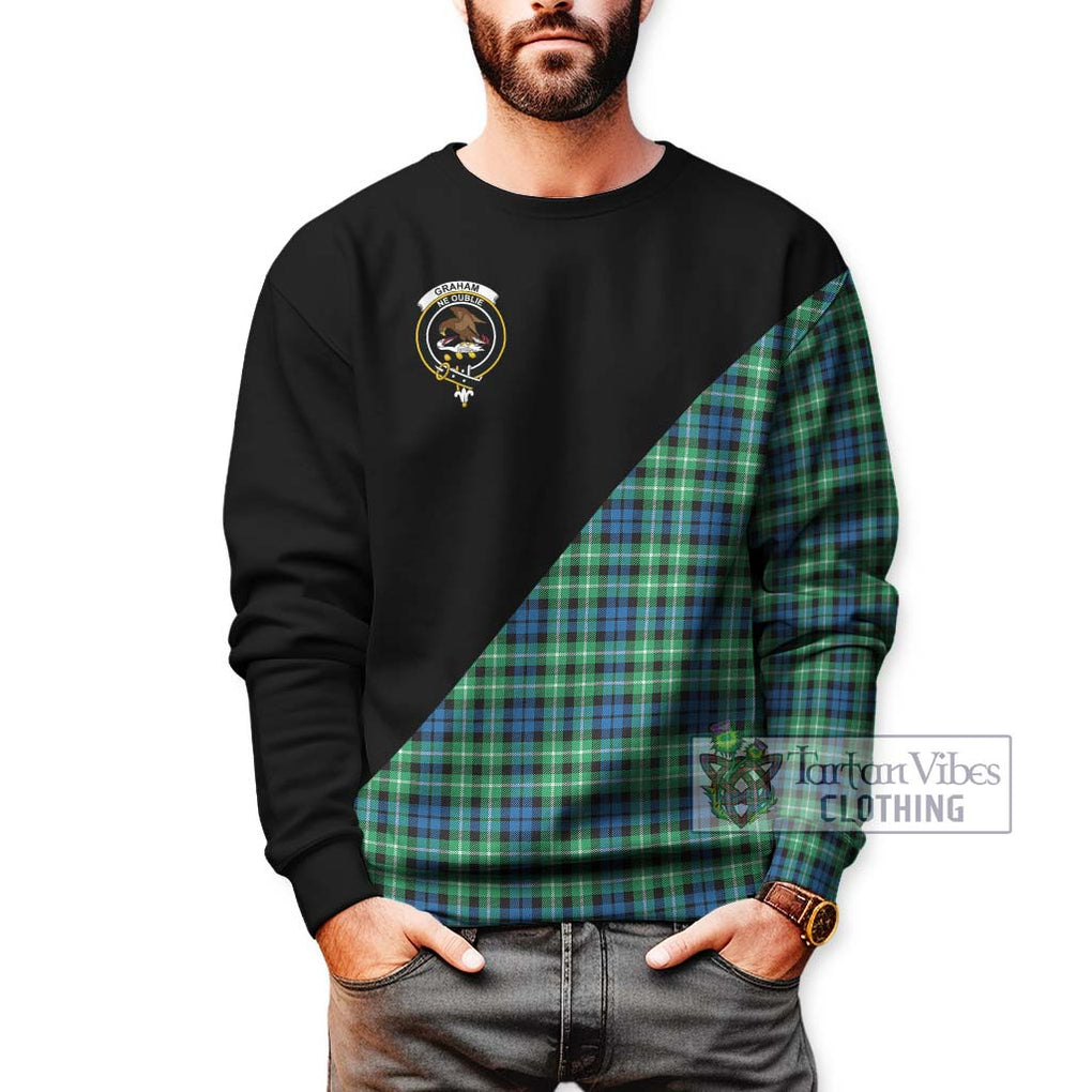 Graham Tartan Sweatshirt with Family Crest and Military Logo Style Unisex - Tartanvibesclothing Shop