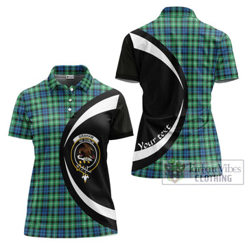 Graham Tartan Women's Polo Shirt with Family Crest Circle Style