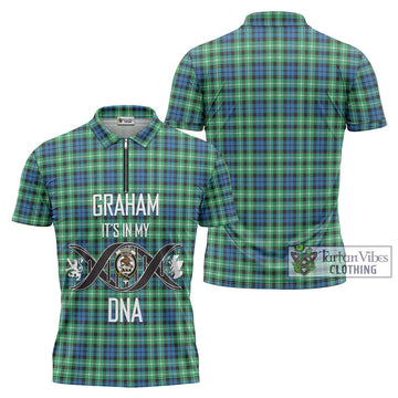 Graham Tartan Zipper Polo Shirt with Family Crest DNA In Me Style