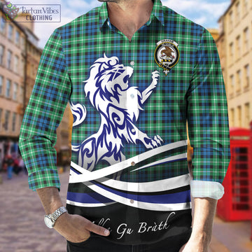 Graham Tartan Long Sleeve Button Up Shirt with Alba Gu Brath Regal Lion Emblem