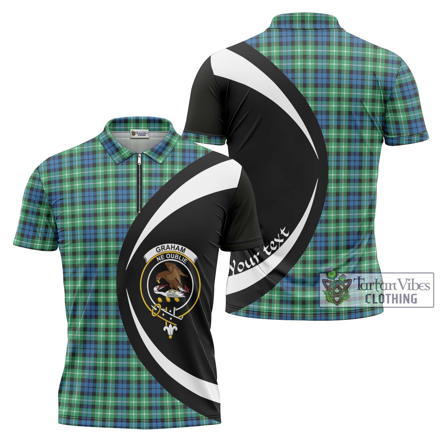 Tartan Vibes Clothing Graham of Montrose Ancient Tartan Zipper Polo Shirt with Family Crest Circle Style