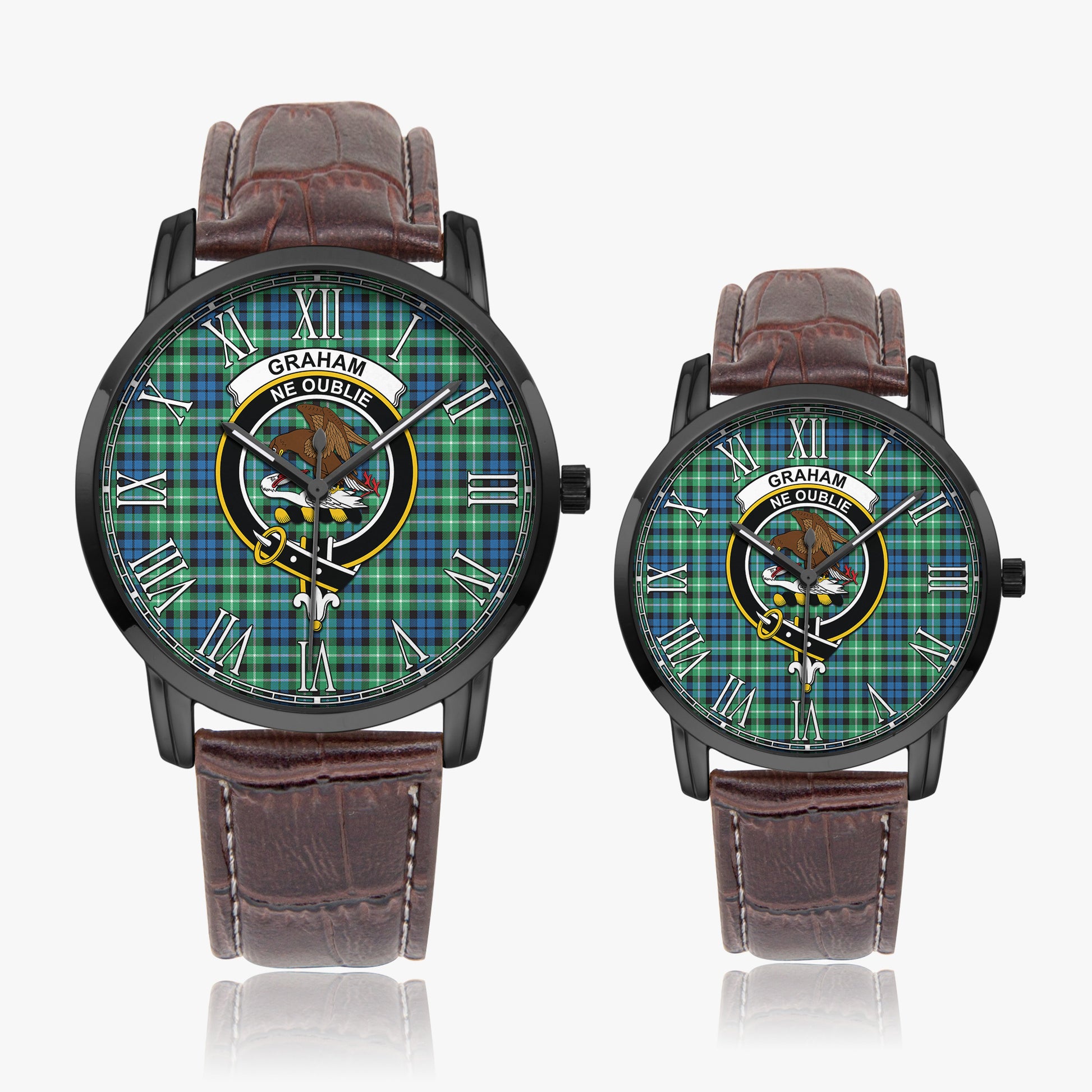 Graham of Montrose Ancient Tartan Family Crest Leather Strap Quartz Watch - Tartanvibesclothing