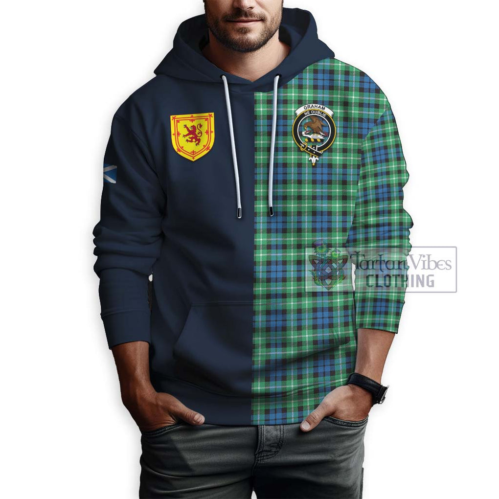 Tartan Vibes Clothing Graham of Montrose Ancient Tartan Hoodie with Scottish Lion Royal Arm Half Style