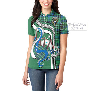 Graham Tartan Women's Polo Shirt with Epic Bagpipe Style