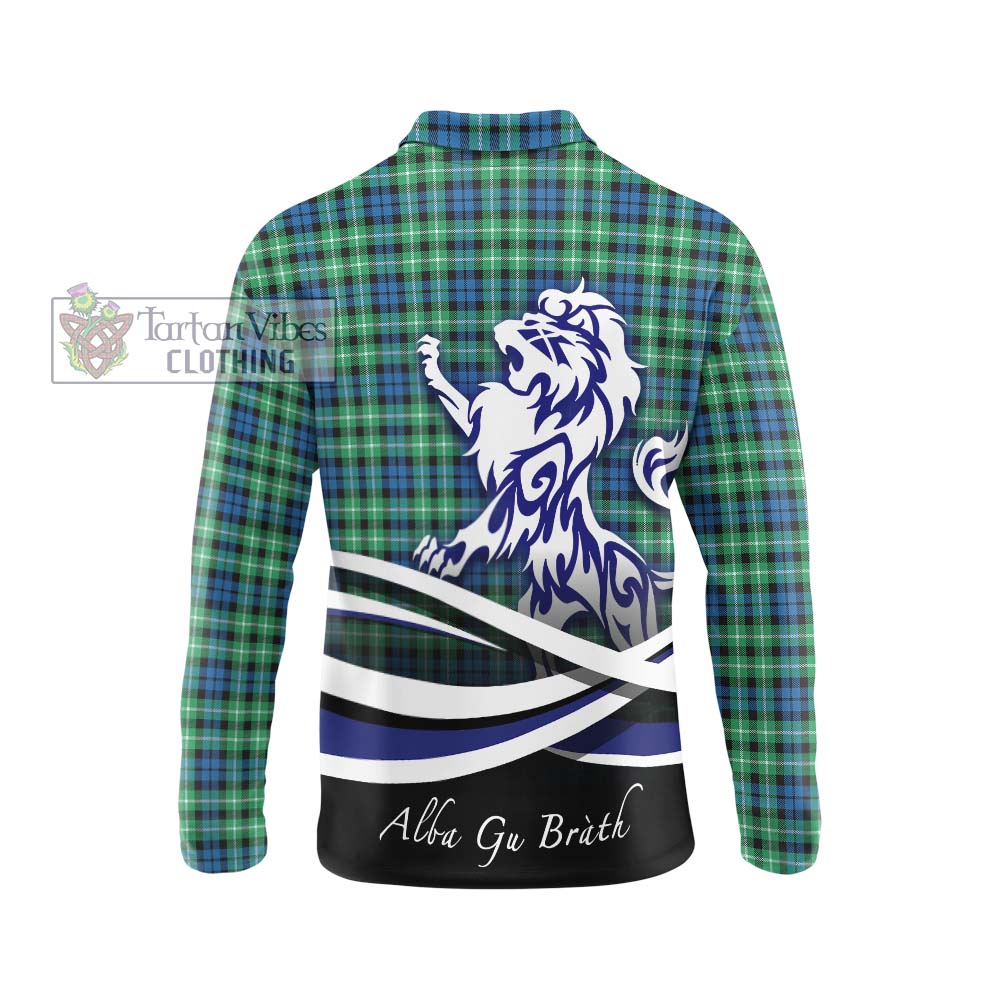 Graham Tartan Long Sleeve Polo Shirt with Alba Gu Brath Regal Lion Emblem - Tartanvibesclothing Shop