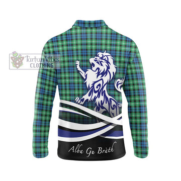 Graham Tartan Long Sleeve Polo Shirt with Alba Gu Brath Regal Lion Emblem