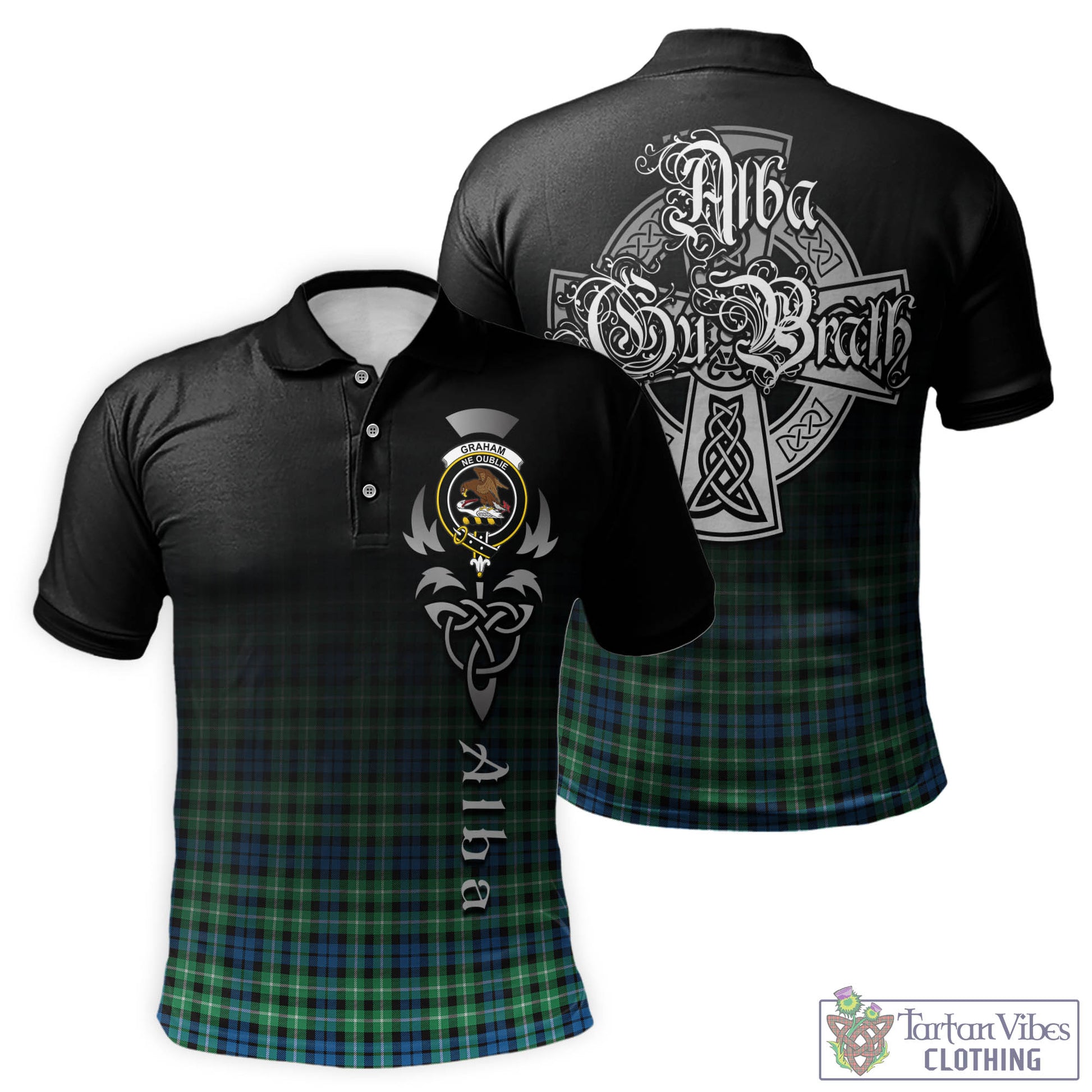 Tartan Vibes Clothing Graham of Montrose Ancient Tartan Polo Shirt Featuring Alba Gu Brath Family Crest Celtic Inspired