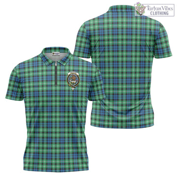 Graham Tartan Zipper Polo Shirt with Family Crest