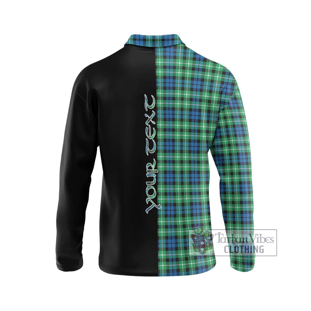 Graham Tartan Long Sleeve Polo Shirt with Family Crest and Half Of Me Style - Tartanvibesclothing Shop