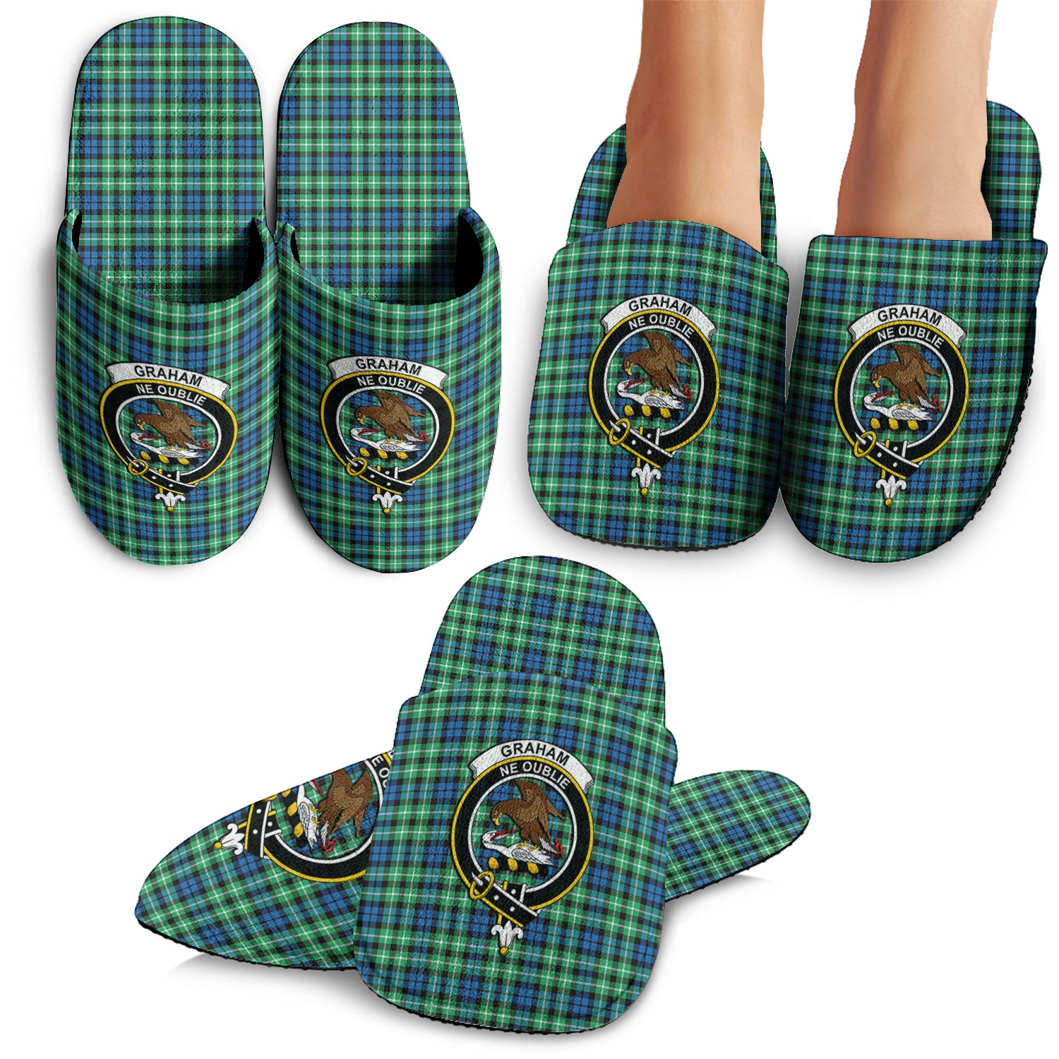 Graham of Montrose Ancient Tartan Home Slippers with Family Crest - Tartanvibesclothing