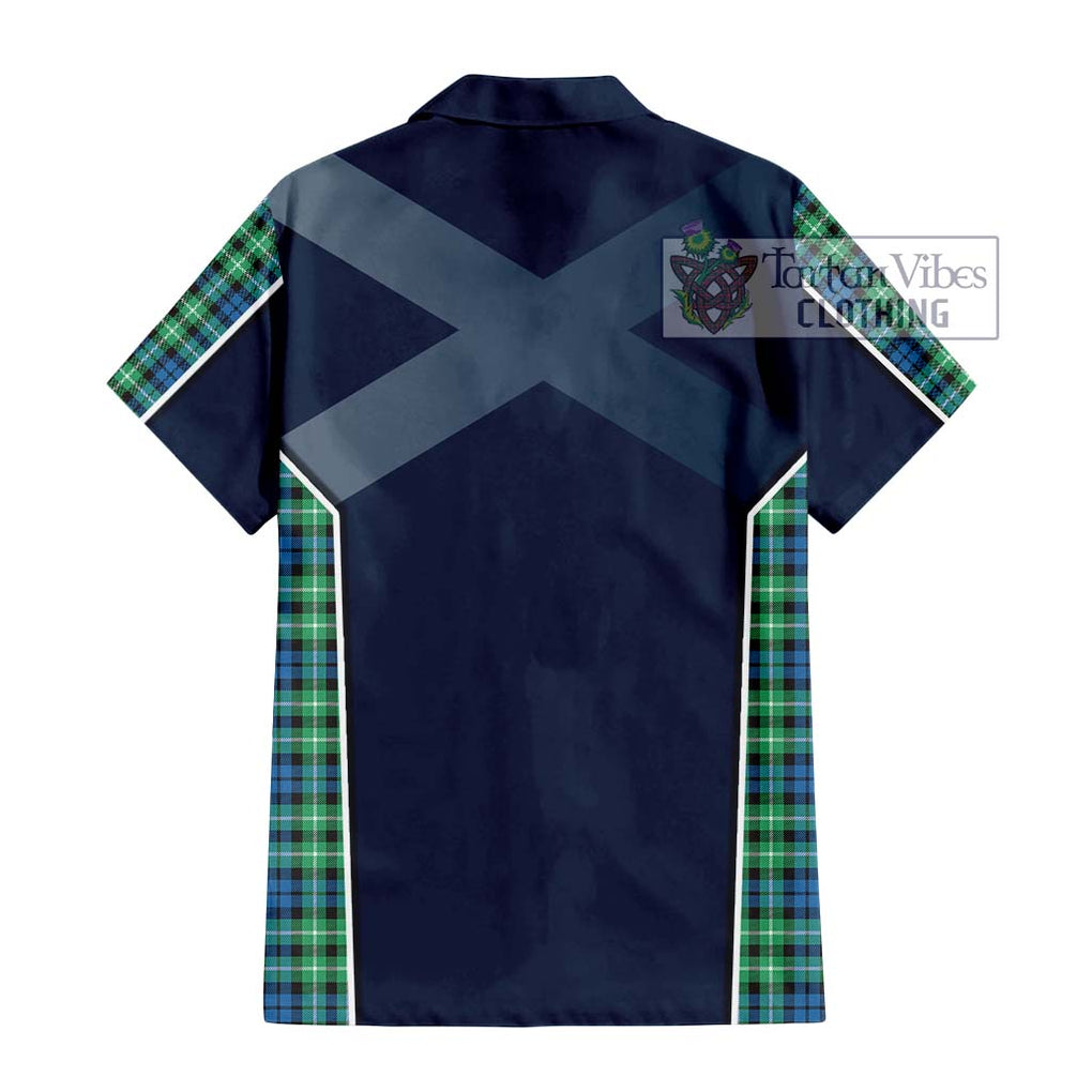 Graham Tartan Short Sleeve Button Shirt with Family Crest and Lion Rampant Vibes Sport Style - Tartan Vibes Clothing