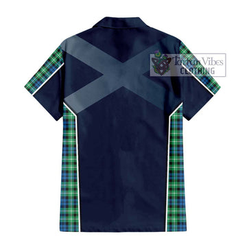 Graham Tartan Short Sleeve Button Shirt with Family Crest and Lion Rampant Vibes Sport Style