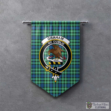 Graham Tartan Gonfalon, Tartan Banner with Family Crest