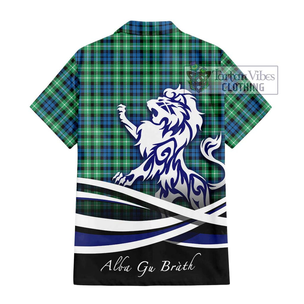 Graham Tartan Short Sleeve Button Shirt with Alba Gu Brath Regal Lion Emblem - Tartanvibesclothing Shop