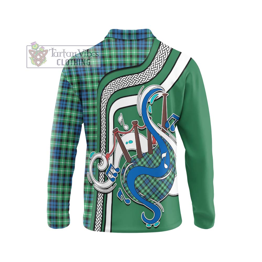 Tartan Vibes Clothing Graham of Montrose Ancient Tartan Long Sleeve Polo Shirt with Epic Bagpipe Style