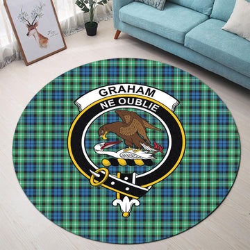 Graham Tartan Round Rug with Family Crest