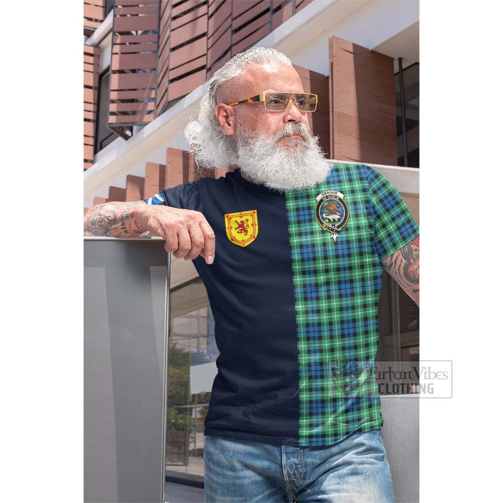 Tartan Vibes Clothing Graham of Montrose Ancient Tartan Cotton T-shirt with Scottish Lion Royal Arm Half Style