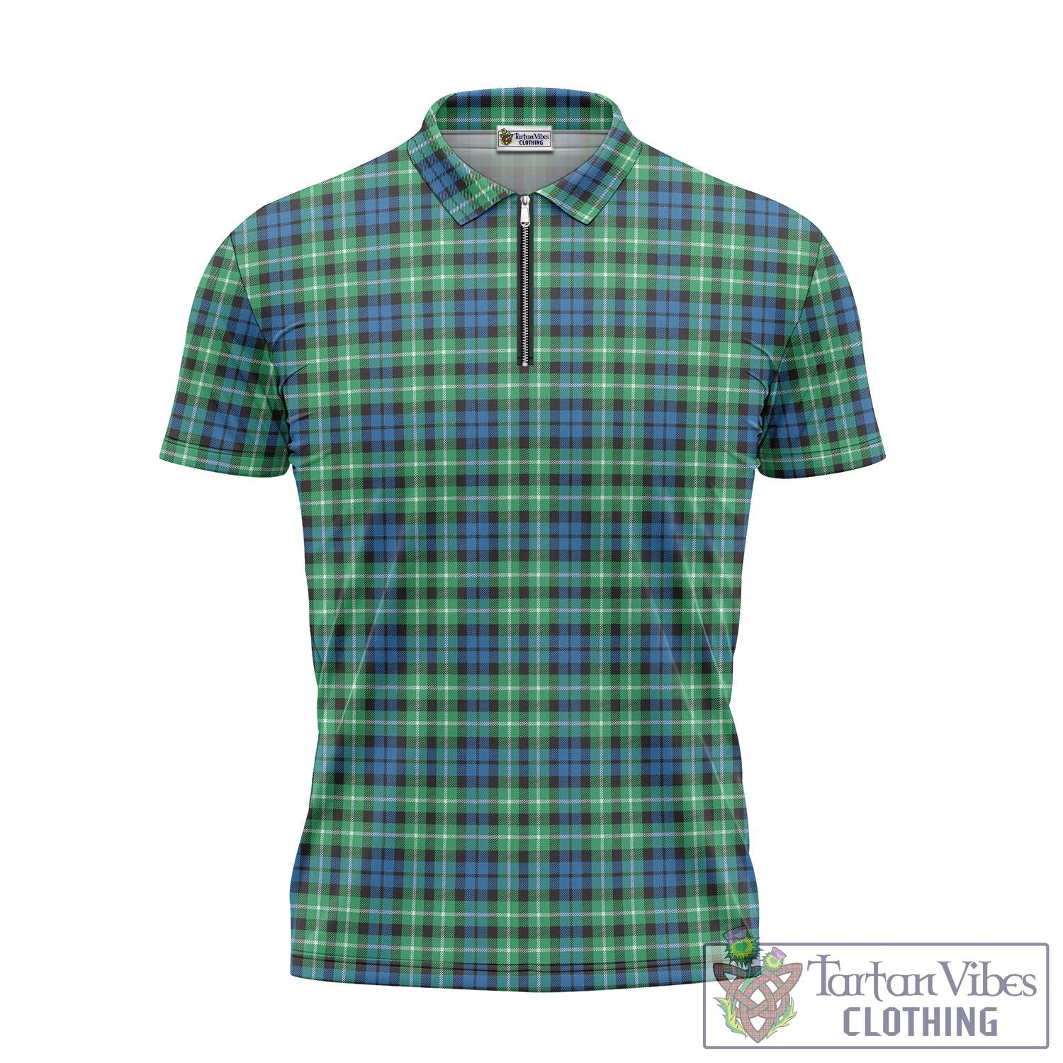 Tartan Vibes Clothing Graham of Montrose Ancient Tartan Zipper Polo Shirt