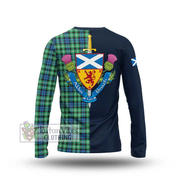 Graham Tartan Long Sleeve T-Shirt Alba with Scottish Lion Royal Arm Half Style