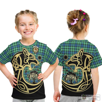 Graham Tartan Kid T-Shirt with Family Crest Celtic Wolf Style