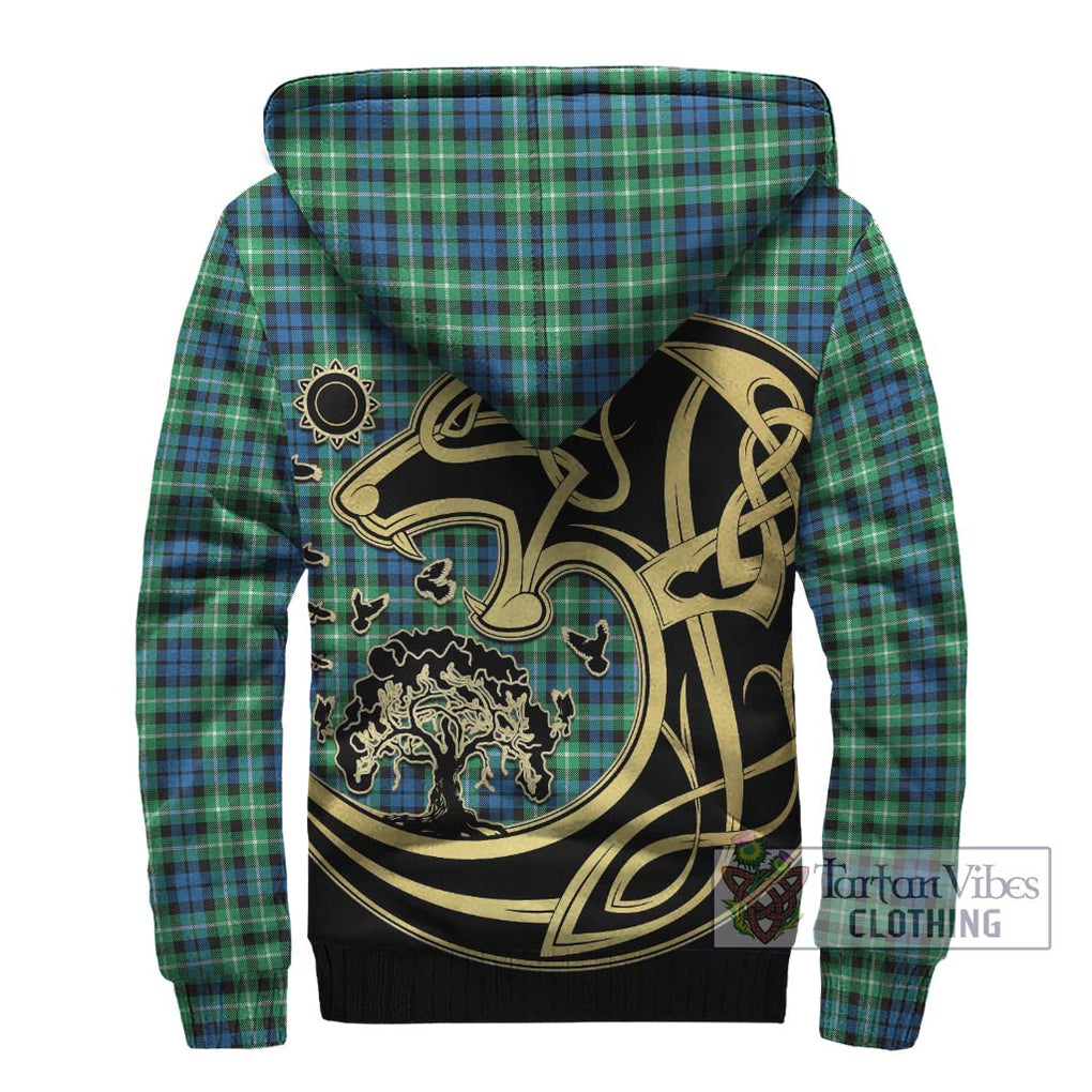 Graham Tartan Sherpa Hoodie with Family Crest Celtic Wolf Style - Tartan Vibes Clothing