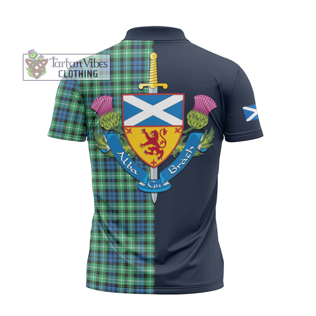 Tartan Vibes Clothing Graham of Montrose Ancient Tartan Zipper Polo Shirt with Scottish Lion Royal Arm Half Style