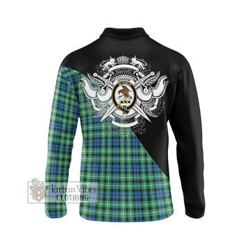 Graham Tartan Long Sleeve Polo Shirt with Family Crest and Military Logo Style