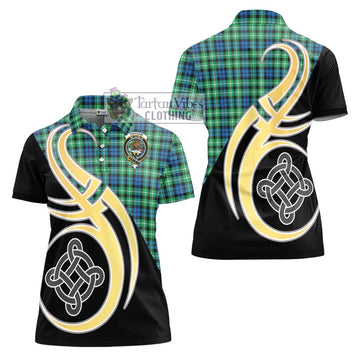 Graham Tartan Women's Polo Shirt with Family Crest and Celtic Symbol Style