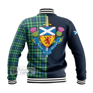 Graham Tartan Baseball Jacket Alba with Scottish Lion Royal Arm Half Style