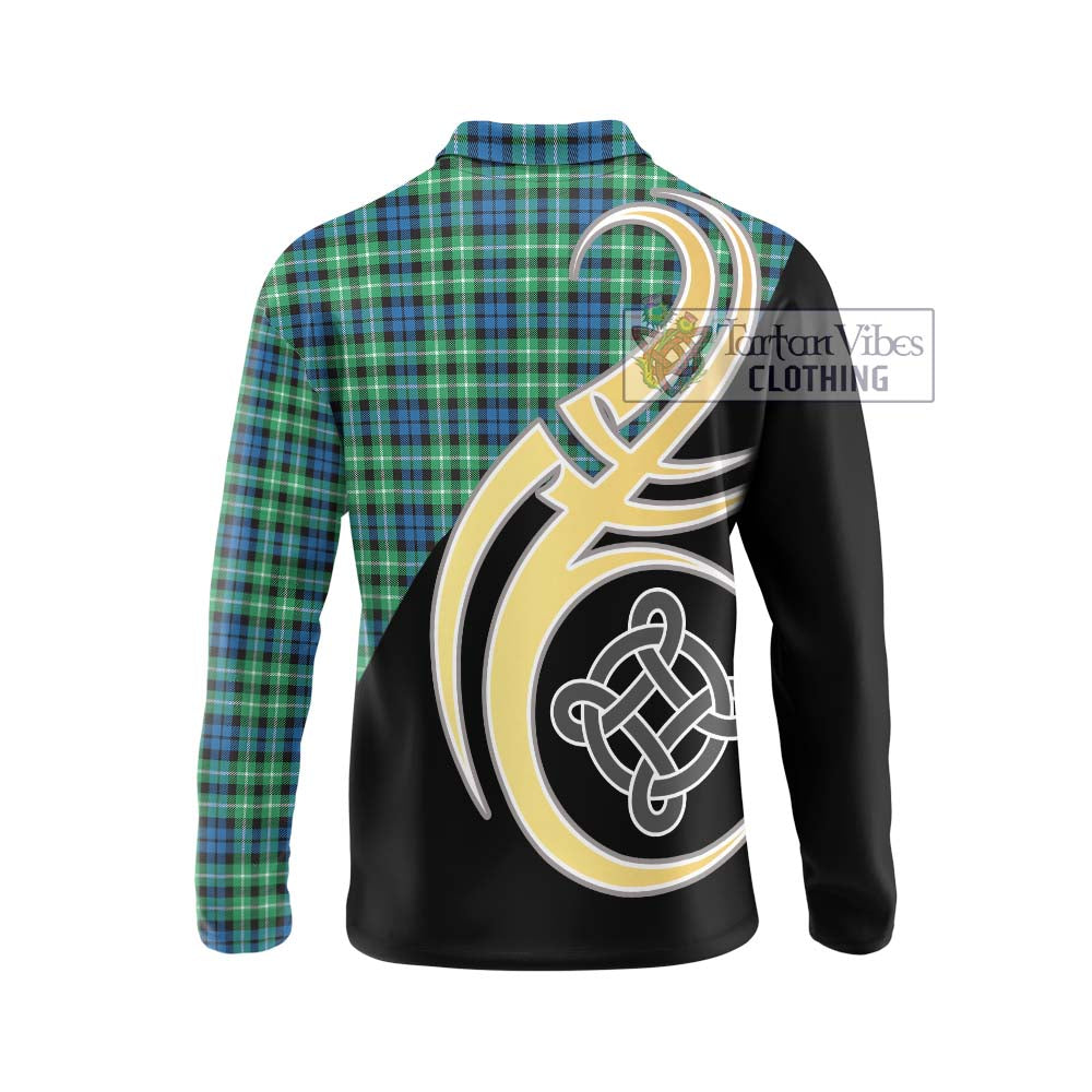 Graham Tartan Long Sleeve Polo Shirt with Family Crest and Celtic Symbol Style - Tartan Vibes Clothing