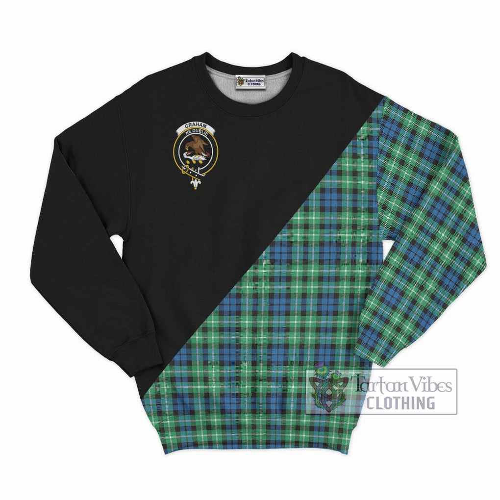 Graham Tartan Sweatshirt with Family Crest and Military Logo Style - Tartanvibesclothing Shop