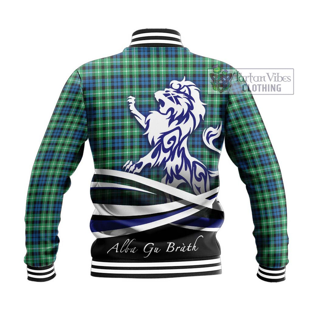 Graham Tartan Baseball Jacket with Alba Gu Brath Regal Lion Emblem - Tartanvibesclothing Shop