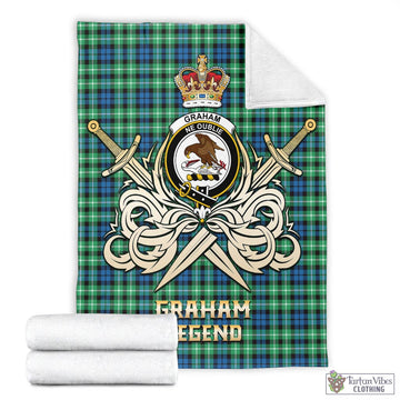 Graham Tartan Blanket with Clan Crest and the Golden Sword of Courageous Legacy