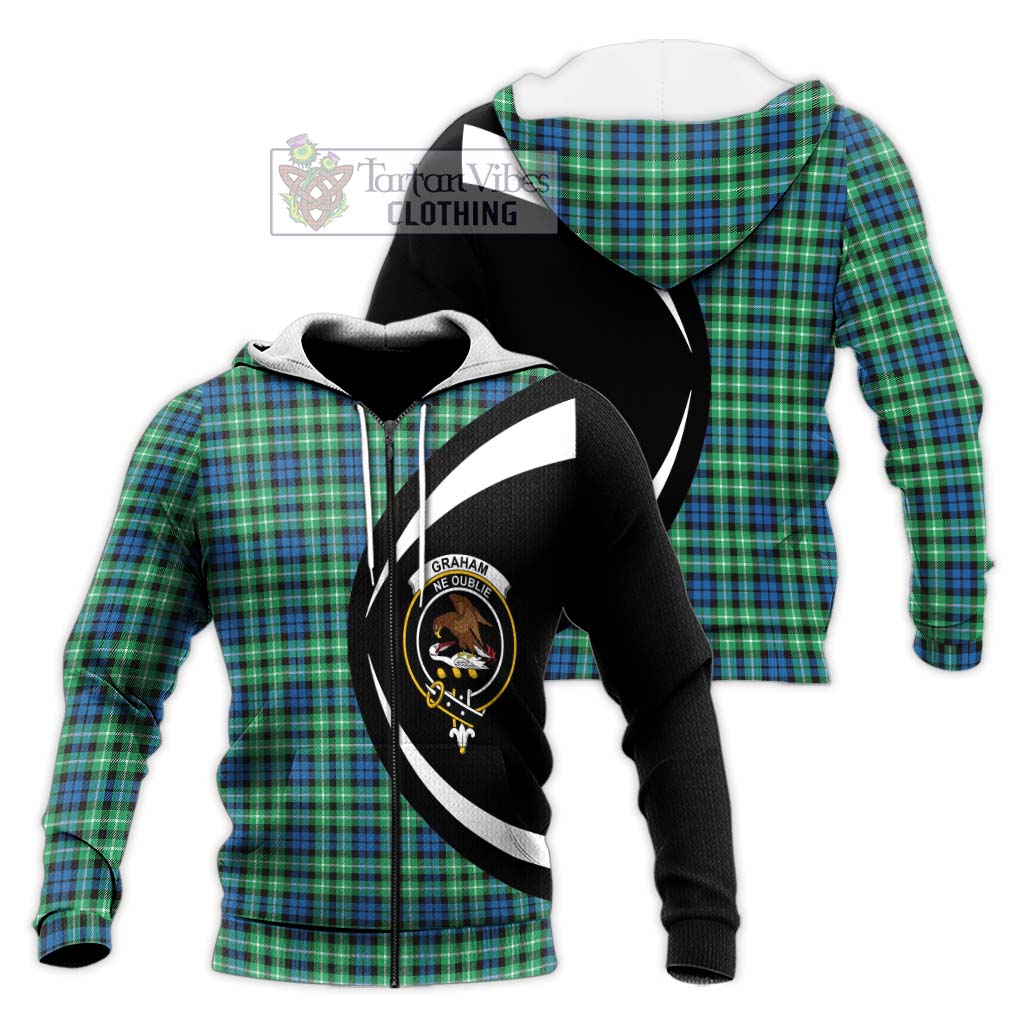 Graham Tartan Knitted Hoodie with Family Crest Circle Style Unisex Knitted Zip Hoodie - Tartan Vibes Clothing